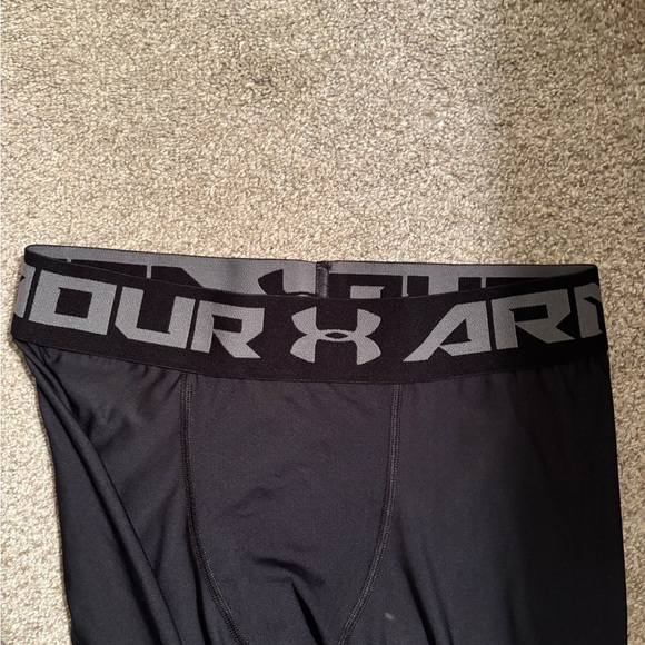 Under Armour Men's Soccer Black Compression Tights with Logo Waistband - Picture 3 of 6